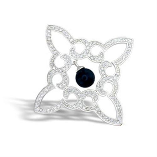 JCE304 High-Polished 925 Sterling Silver Pendant with Semi-Precious Onyx in Jet-PCS