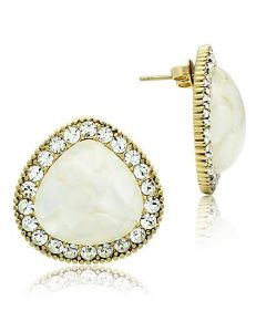 JCE346 IP Gold(Ion Plating) Brass Earrings with Synthetic Synthetic Stone in Clear