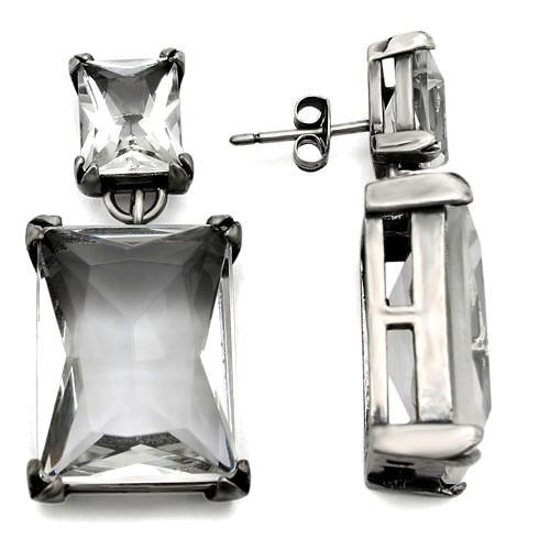 JCE1139 Antique Silver Brass Earrings with AAA Grade CZ  in Clear-Default Title