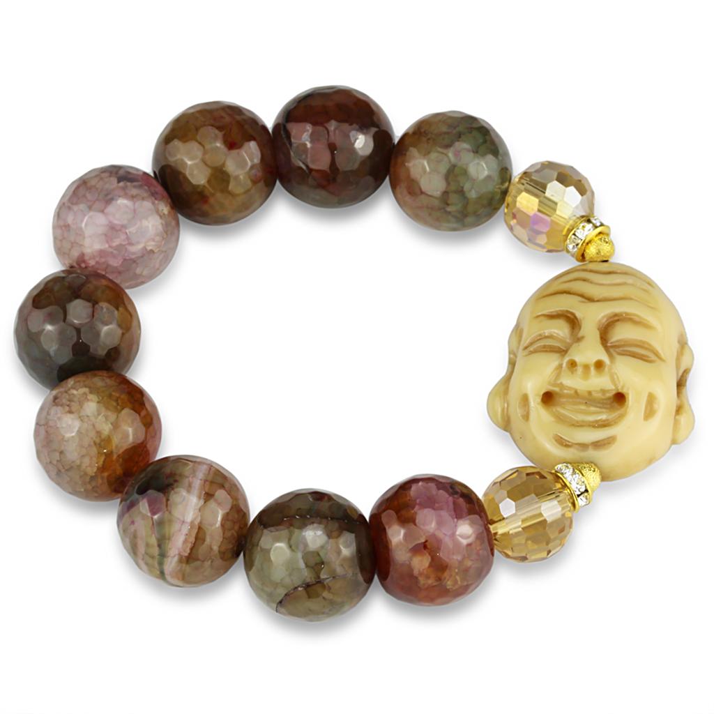 JCE3786 Gold White Metal Bracelet with Synthetic Onyx in Multi Color