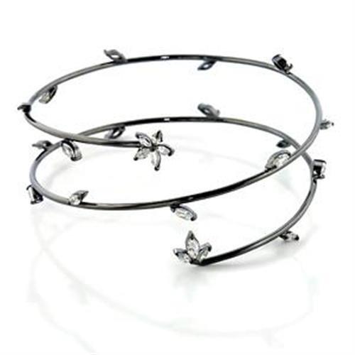 JCEA454 Ruthenium Brass Arm Loop with AAA Grade CZ  in Clear-Default Title