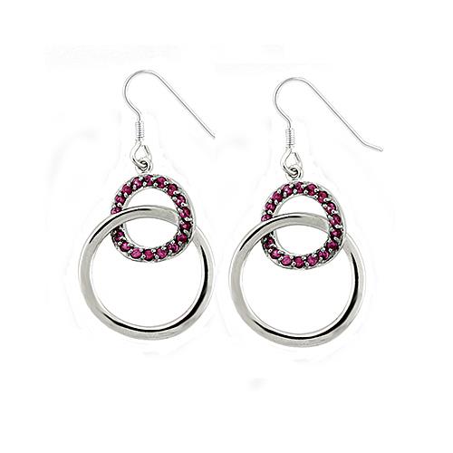 JCEAS1340 Rhodium 925 Sterling Silver Earrings with AAA Grade CZ  in Siam-Default Title