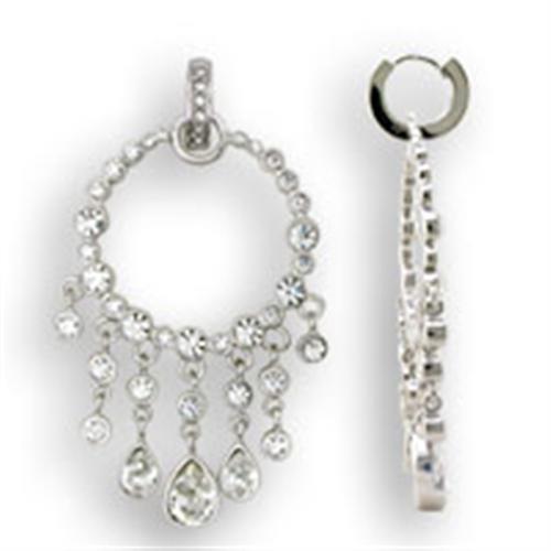 JCE7108 Rhodium 925 Sterling Silver Earrings with Top Grade Crystal  in Clear-Default Title