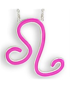JCEK06PINK Silver Brass Chain Pendant with Epoxy  in Rose