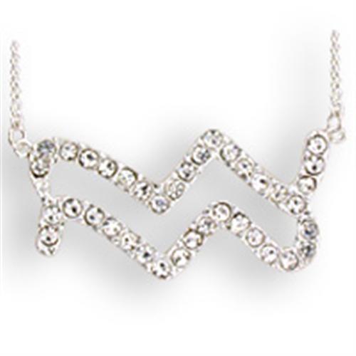 JCEK09 Silver Brass Chain Pendant with Top Grade Crystal  in Clear