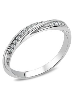 JCE3259 High polished (no plating) Stainless Steel Ring with AAA Grade CZ  in Clear