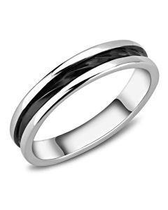 JCE3502 Two-Tone IP Black (Ion Plating) Stainless Steel Ring with No Stone