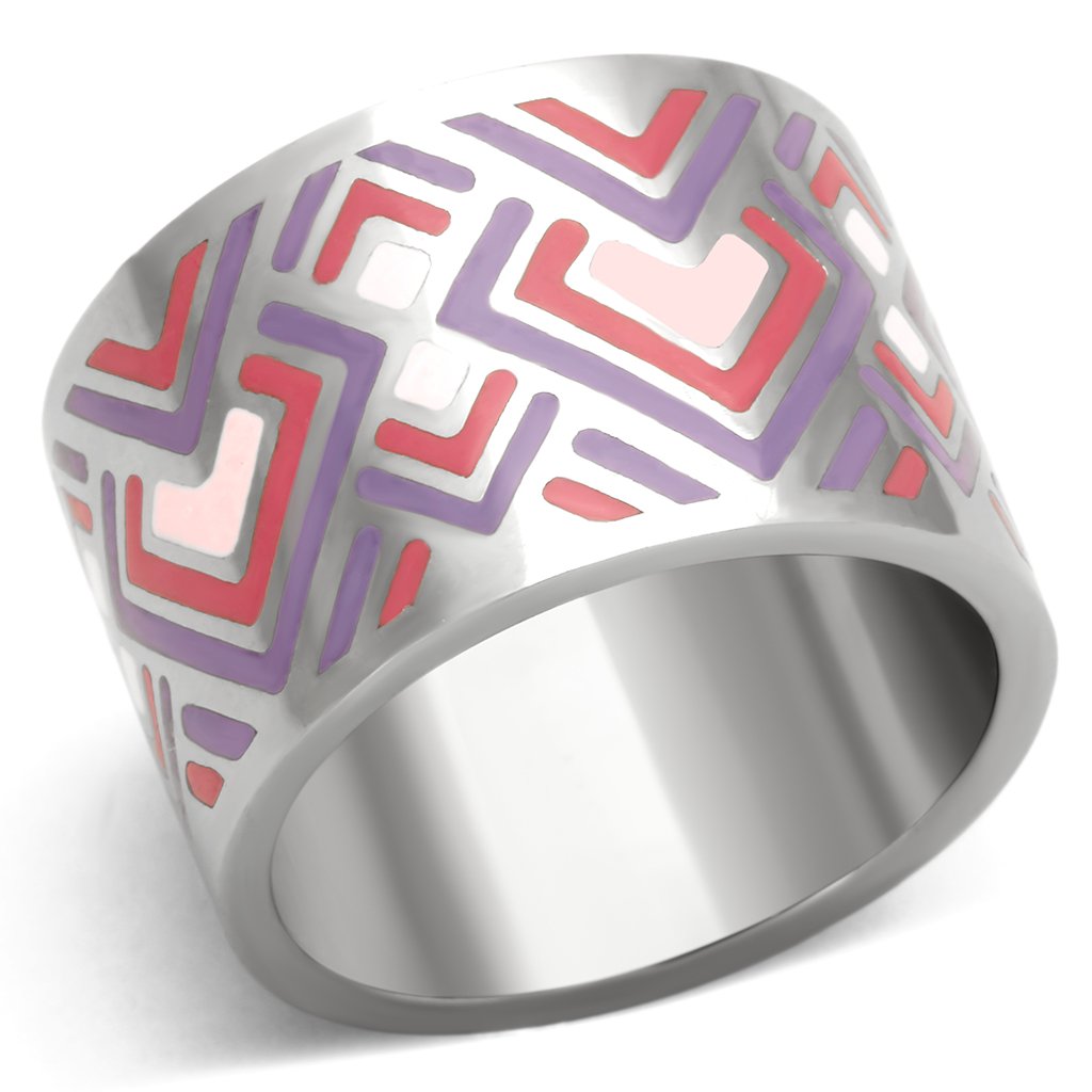 JCE823 High polished (no plating) Stainless Steel Ring with Epoxy  in Multi Color