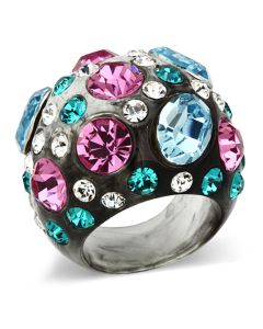 JCE103 Resin Ring with Top Grade Crystal  in Multi Color